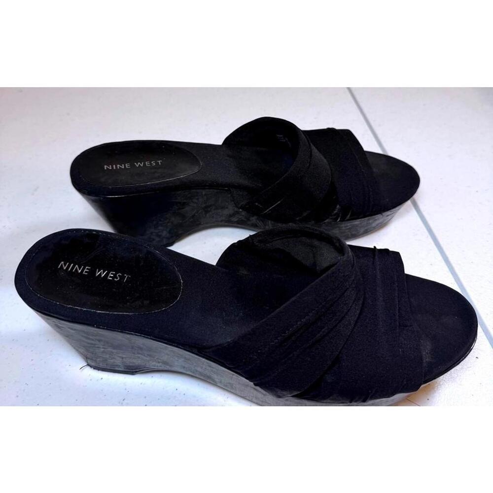 Nine West Black Wedge Slide Sandals - Picture 3 of 6